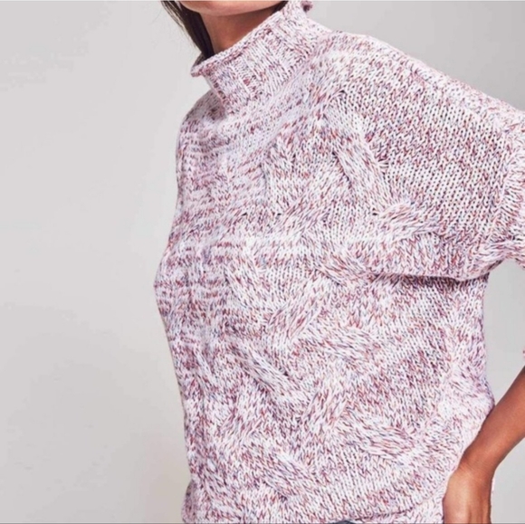 Faherty Jem Marled Cable Sweater Cream/Red Marled size S - Picture 2 of 7